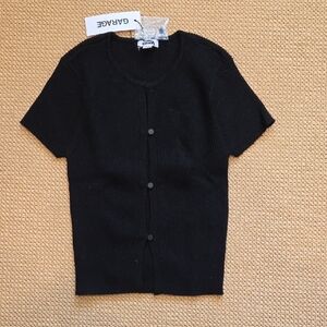 Garage Black Knit Button-Up Top
